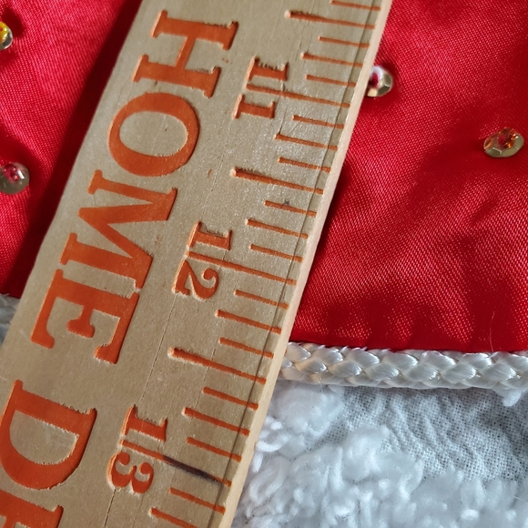 Vintage NWT Red Satin Stocking Christmas Tree Embellished Bling White Trim - Picture 7 of 12